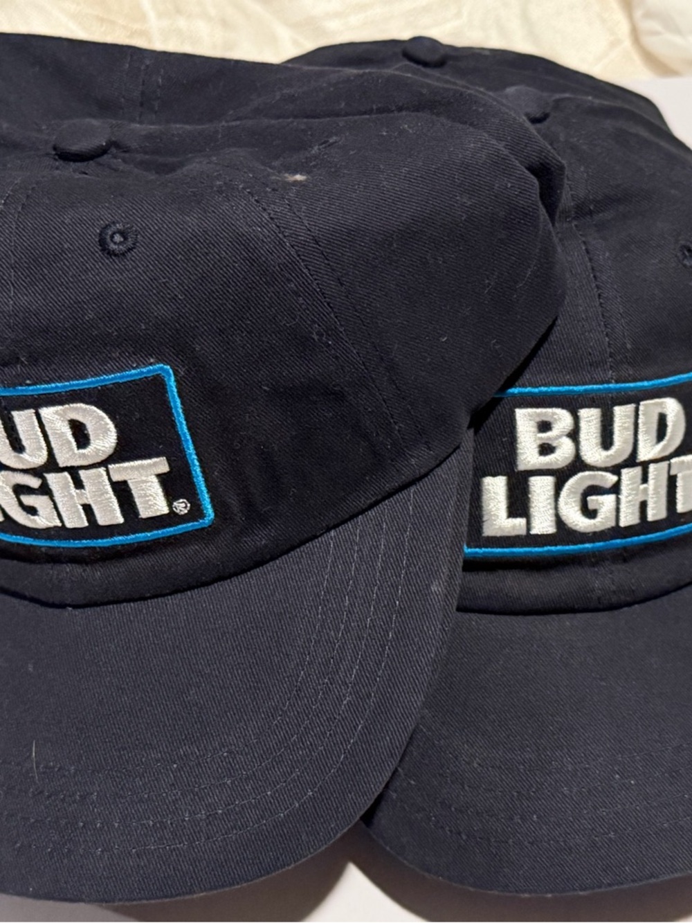 Bud Light Navy Blue Embroidered Logo Baseball Cap set of 2